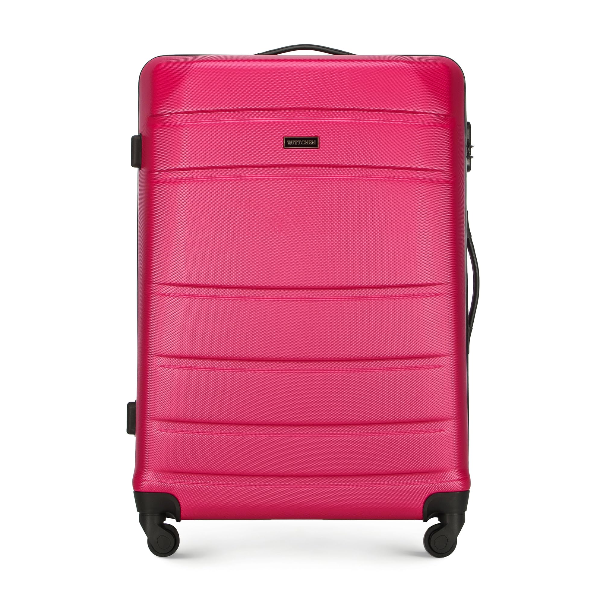 WITTCHEN Valigia da viaggio grande trolley valigia grande valigia check-in guscio rigido in ABS con 4 ruote piroettanti chiusura a combinazione maniglia telescopica Globe Line rosa