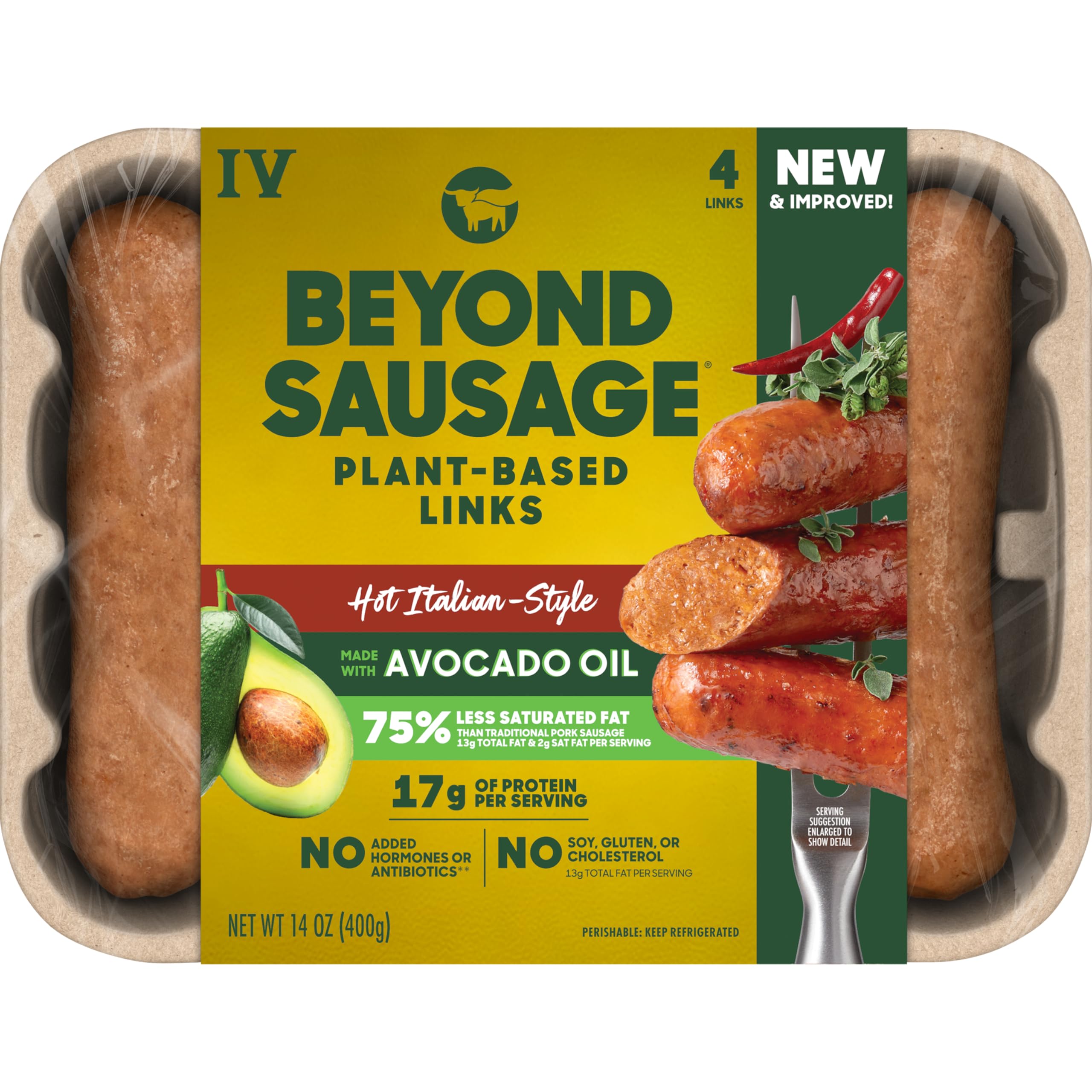 Beyond Meat Sausage Plant-Based Dinner Links Hot Italian 14 Oz