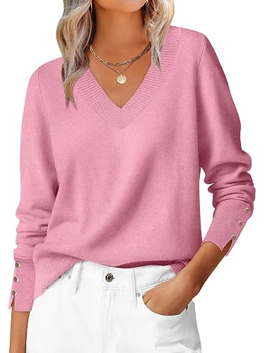 ANRABESS Sweaters for Women Long Sleeve V Neck Lightweight Shirts