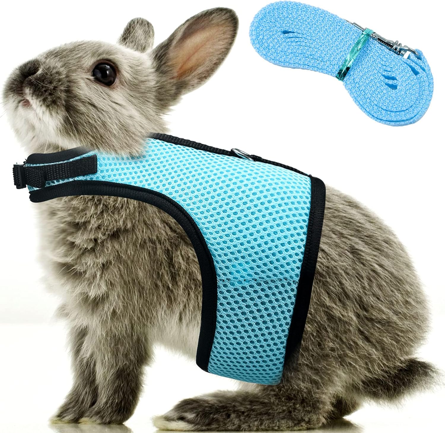 Adjustable Rabbit Harness Leash Soft Harness for Rabbits Mesh Bunny