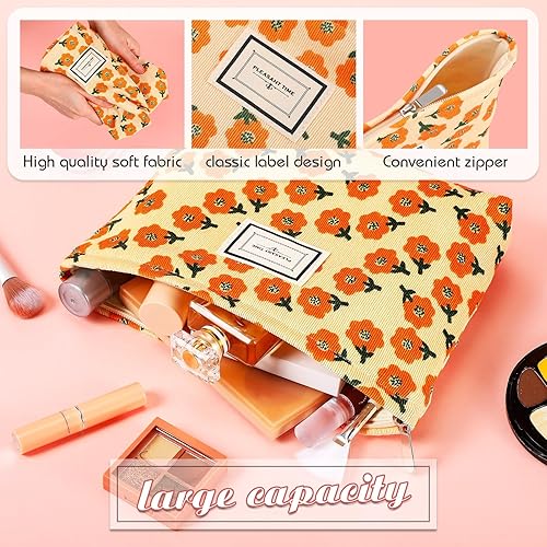 Miniatura 6 de Paquete de 6 bolsas de maquillaje con estampado de leopardo bolsa de cosméticos con cremallera bolsa de maquillaje de flores de gran capacidad bolsa