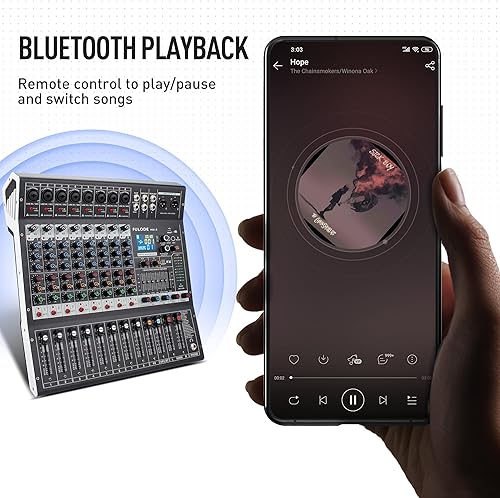 Miniatura 7 de Consola de mezclador de sonido profesional de 8 canales, 99 bits DSP, procesador digital de 99 bits, USB, Bluetooth, MP3 para entrada de grabación