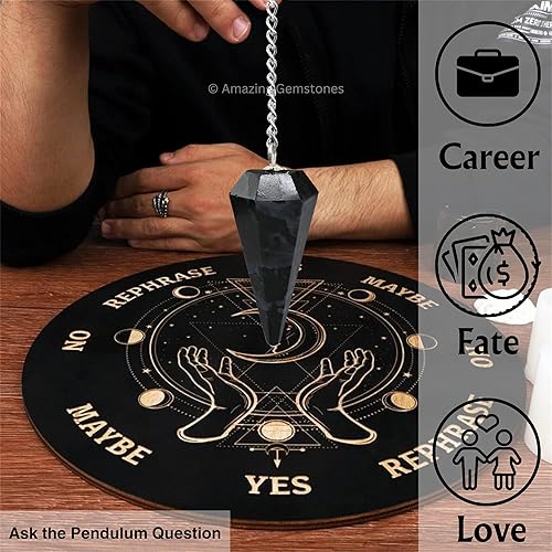 Miniatura 6 de Péndulo de cristal Indigo Gabbro para adivinación, cristales certificados de radiestesia y piedras curativas para el equilibrio de chakras y la
