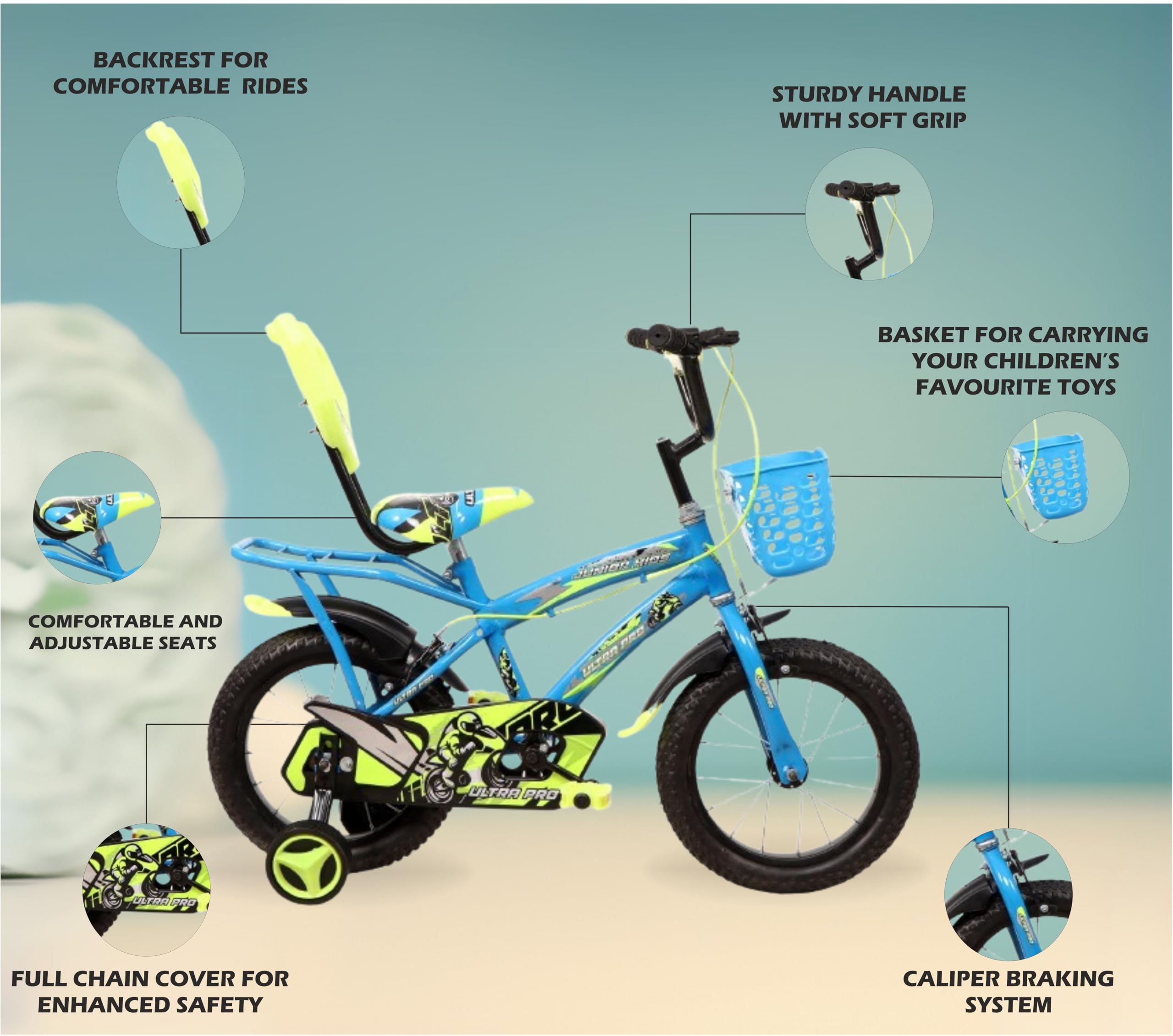 JUNIOR KID Ultra PRO 14T Cycle for Kids to Years with Training Wheels  for Boys and Girls Kids Rigid Bicycle for Boys and Girls Semi Assembled 14