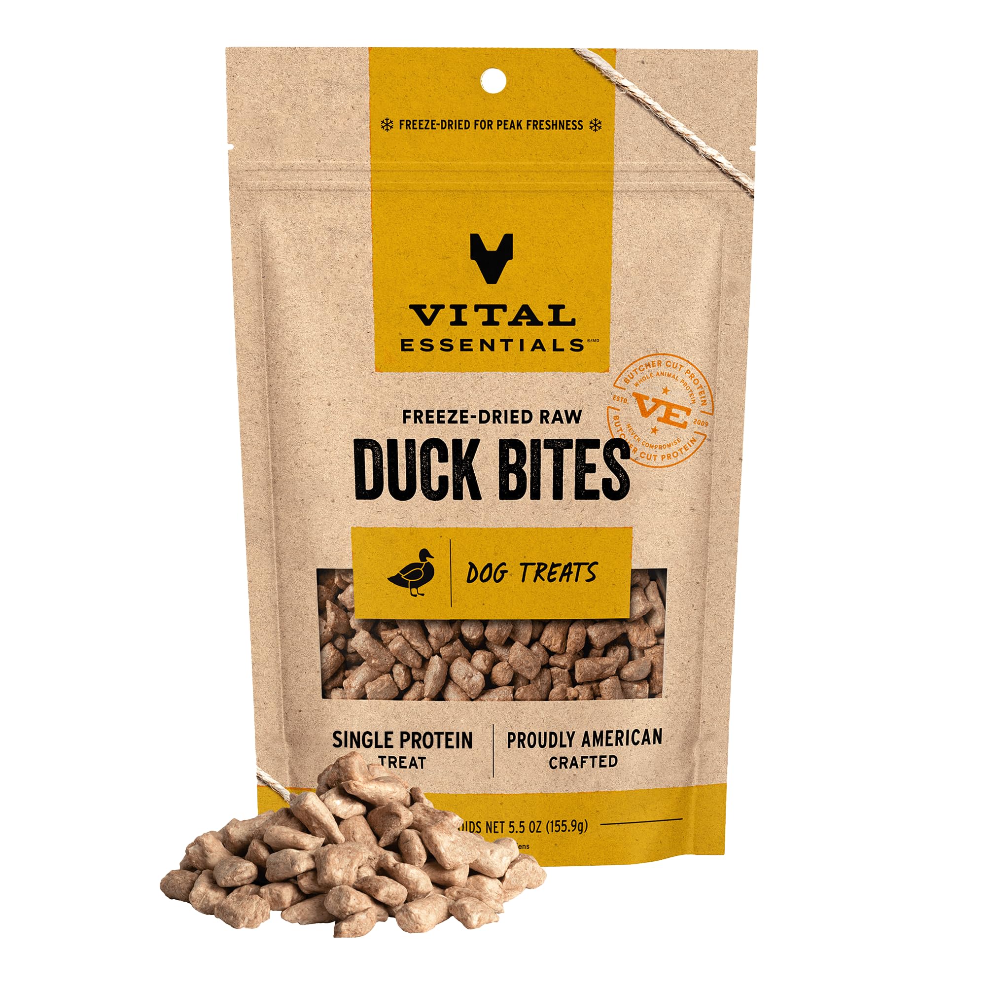 Freeze Dried Dog Treats | Duck Bites, Single Ingredient | Premium Quality | Grain Free Training Treats for Dogs, 5.5 oz Bag