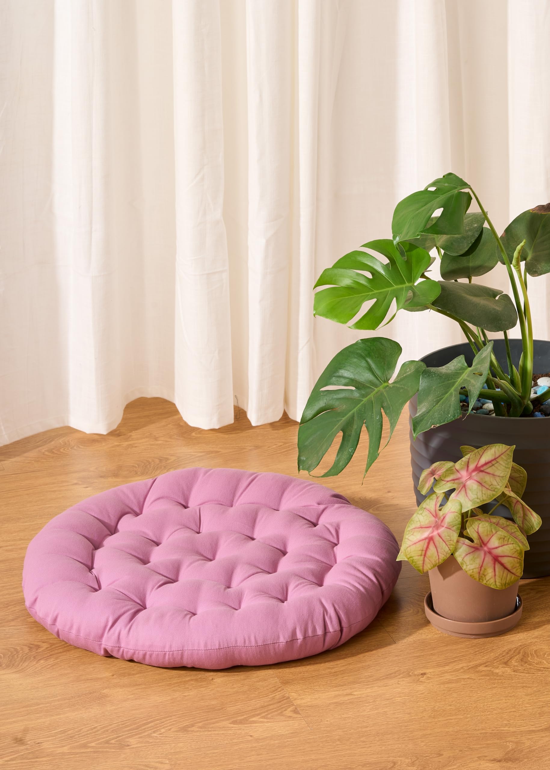 SKANDA FAB Premium Cotton Floor Cushion | Luxurious Comfort & Microfiber Fill 60X60 CM Large Size for Meditation | Floor Cushion | Pooja | Living Room | Pets | Outdoor Purple (Pack of 1)