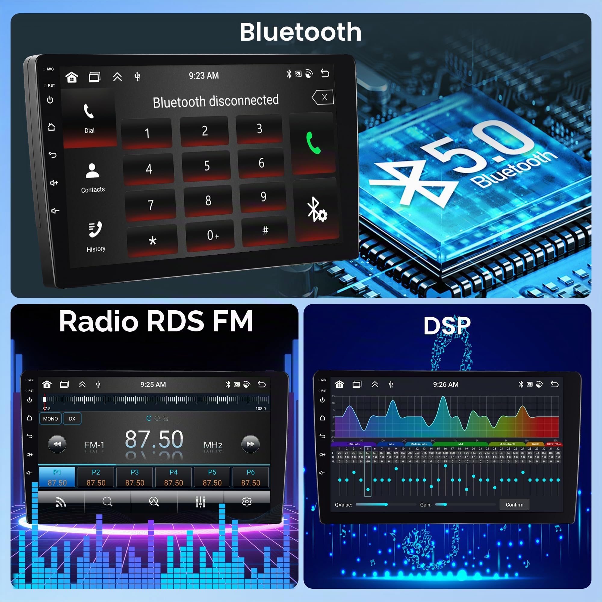8 Core 4+64G Android 13 Radio de Coche para FIAT Bravo 2007-2014, 9 Pulgadas Pantalla Radio Coche Inalámbrico Carplay Android Auto Mirror Link Bluetooth FM/RDS WiFi GPS Cámara Trasera