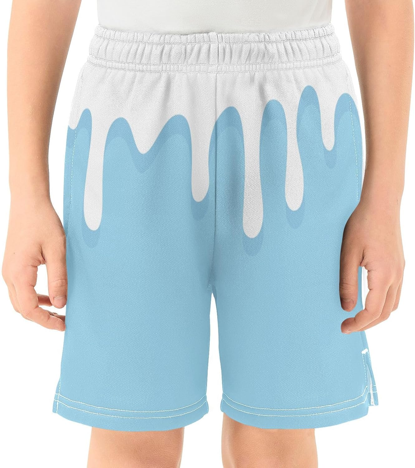 Boys Athletic Shorts Basketball Shorts Melting Ice Cream Teens Hiking Gym Shorts with Pocket for Outdoor Activity 7-15 Y - Image 2