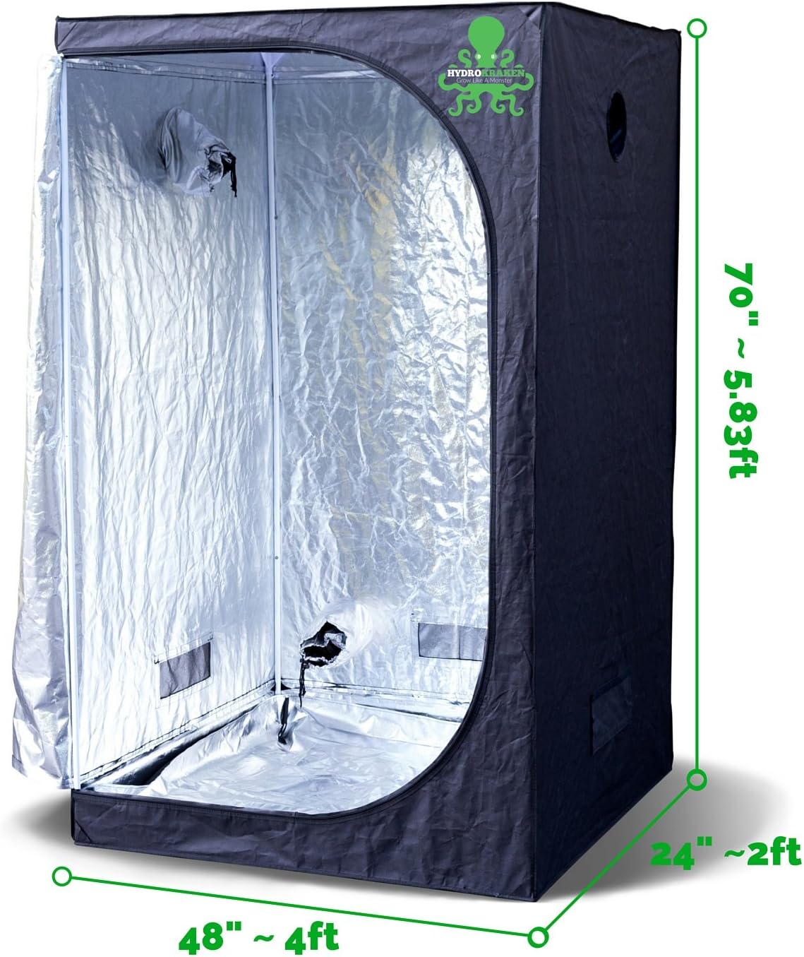 Hydroponic Indoor Grow Tent, 600D Heavy Duty Mylar Fabric Grow Room for Efficient Indoor Plant Growth (4ft x 2ft x 5.8ft) …