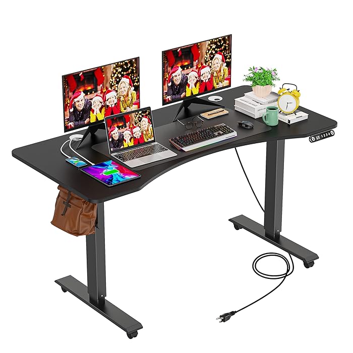 Buy Electric Height Adjustable 55 x 24 inch Standing Desk with Charging