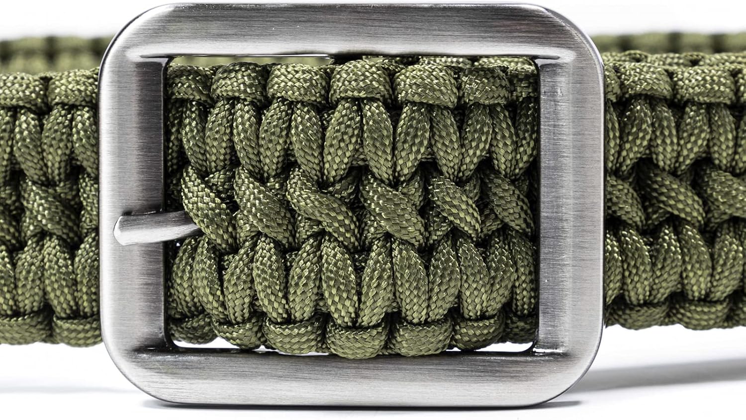 EDC Survival 550 Paracord Belt with Stainless Steel Buckle, 52 inch (Universal Fit, 3 colors)
