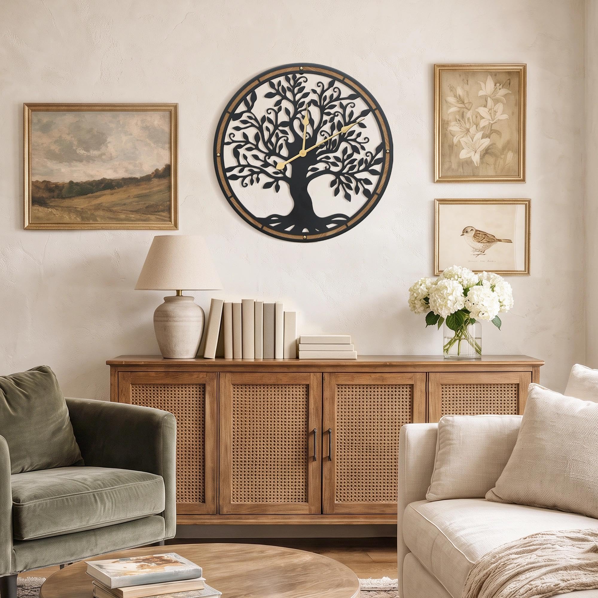 Micasso Grande orologio da parete decorativo: albero della vita da 68 cm