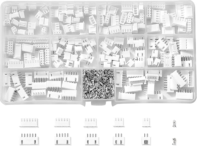 Litorange 500PCS 2.54mm 2/3/4/5/6 Pin Housing JST Adapter Cable Connector Socket Male and Female JST-XH JST Connector Kit with Female Pin Connector White Kit