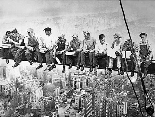 Pyramid America Charles Ebbets Workers Lunch ATOP A Skyscraper - Póster decorativo de pared con diseño de rascacielos color negro y blanco