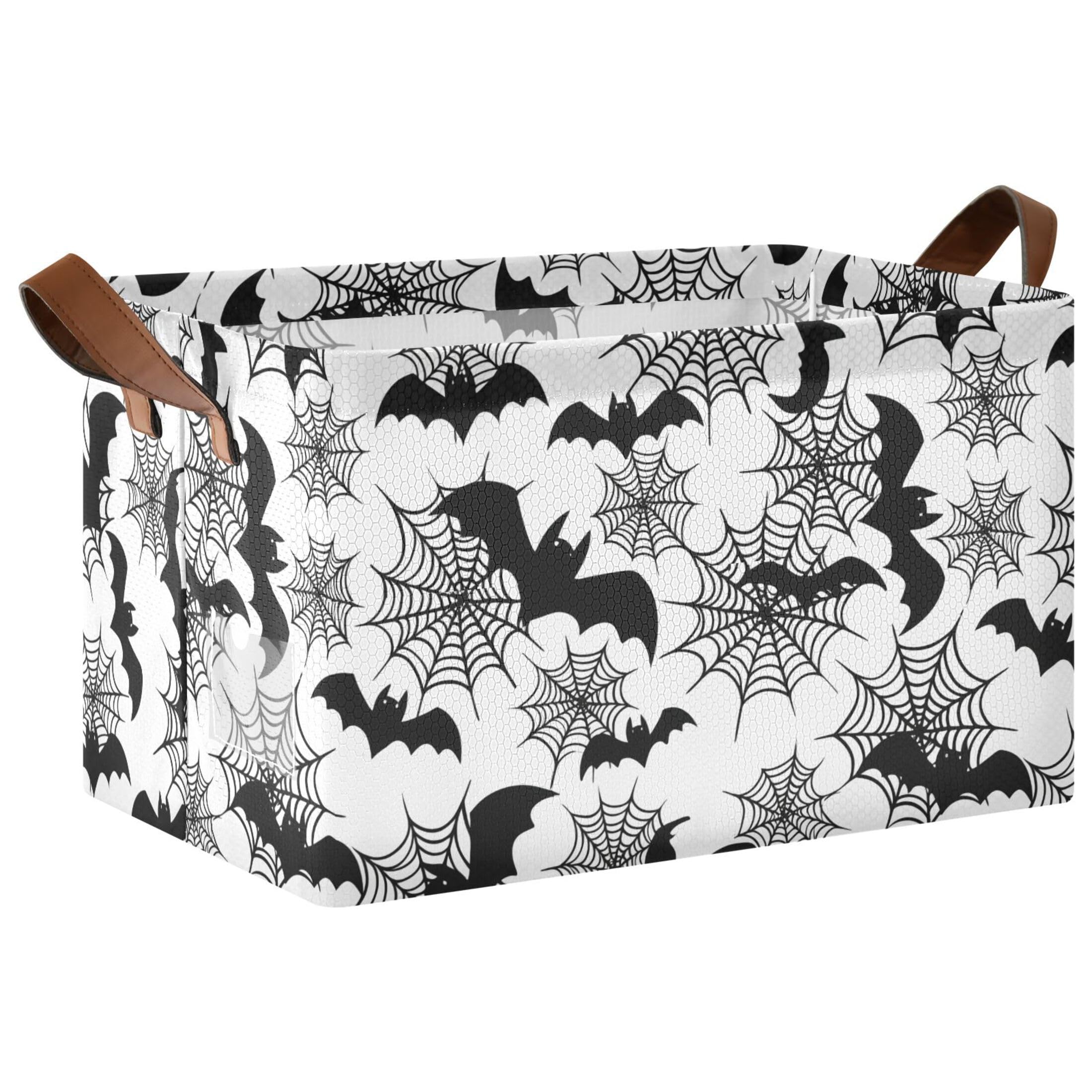 Kutsu Bats Webs Foldable Storage Basket Collapsible Bin With Handles For Shelves