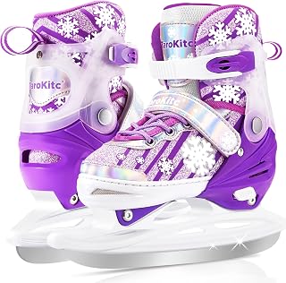 TaroKitc Adjustable Ice Skates for Children, Girls and Teenagers, Children's Ice Skates with Comfortable Footbed & Ankle Padding, Chic Ice Skates for Women