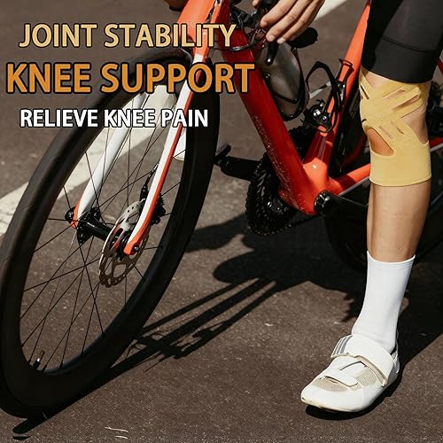 Vista 2 de IEADEN Cinta de kinesiología precortada para rodillas, 10 unidades, mejorada, soporte de rodilla y estabilidad, cinta atlética para aliviar el dolor