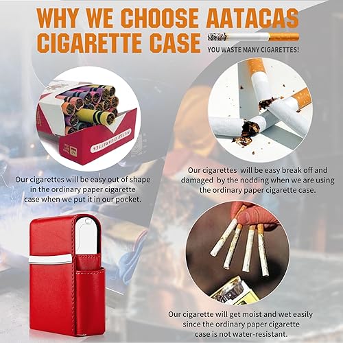 Miniatura 92 de Caja de cigarrillos deslizante de piel sintética con soporte para encendedor y trabilla para cinturón para hombres y mujeres, unisex A