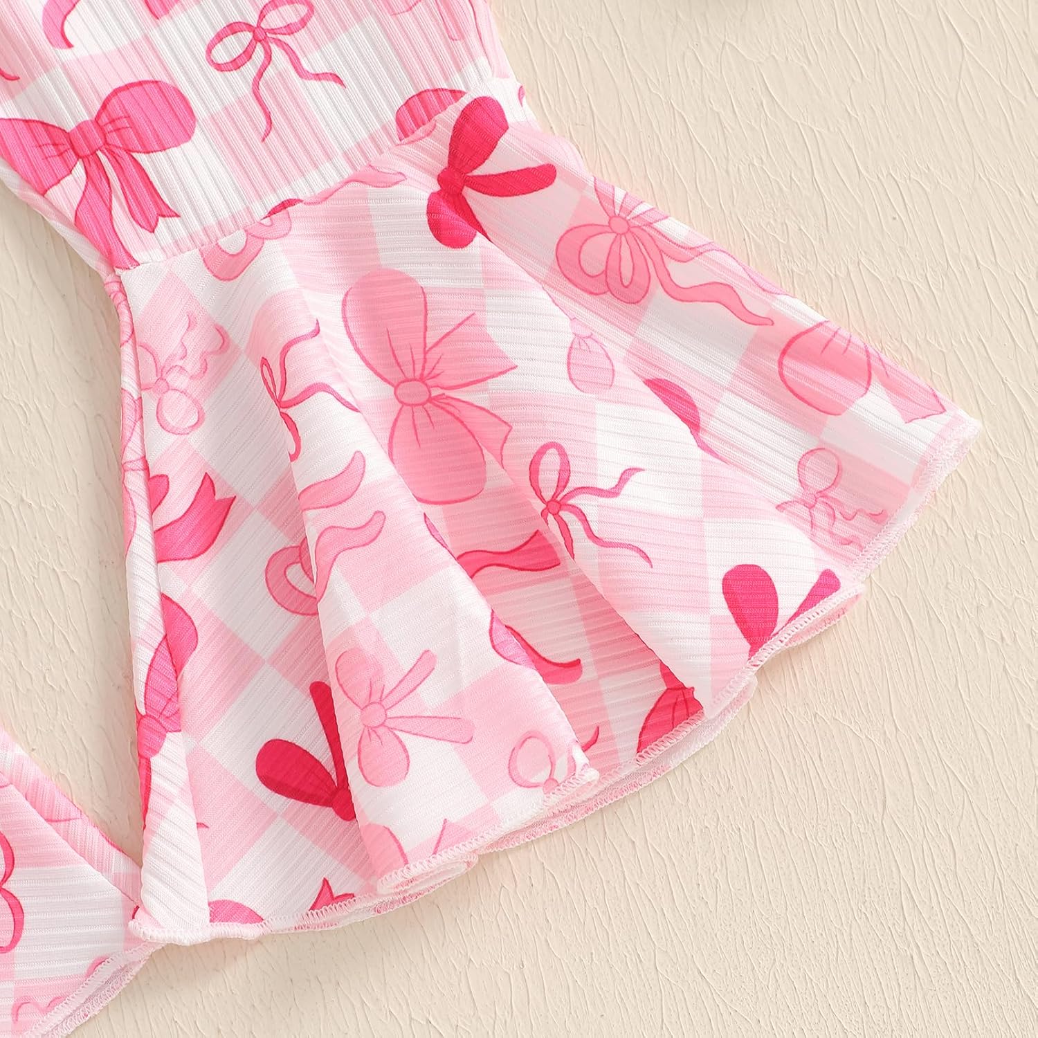 YOKJZJD Toddler Baby Girl Outfit Bow Print Suspender Romper Jumpsuit Overalls Bell Bottom Pants Fall Clothes - Image 5