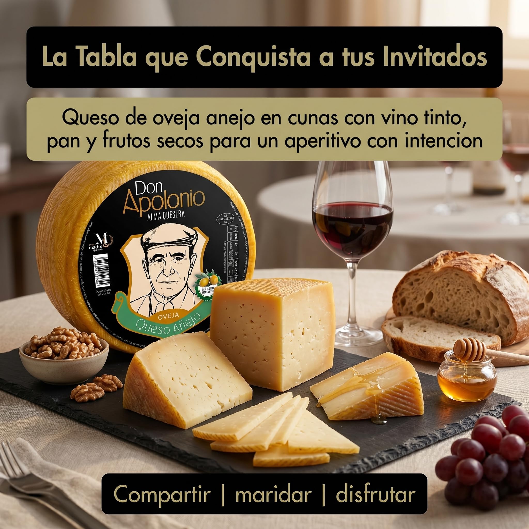 SABE A SABAS Queso de Oveja Curado Anejo Reserva 3 Kg Maduracion 15 Meses en Aceite de Oliva Virgen Extra