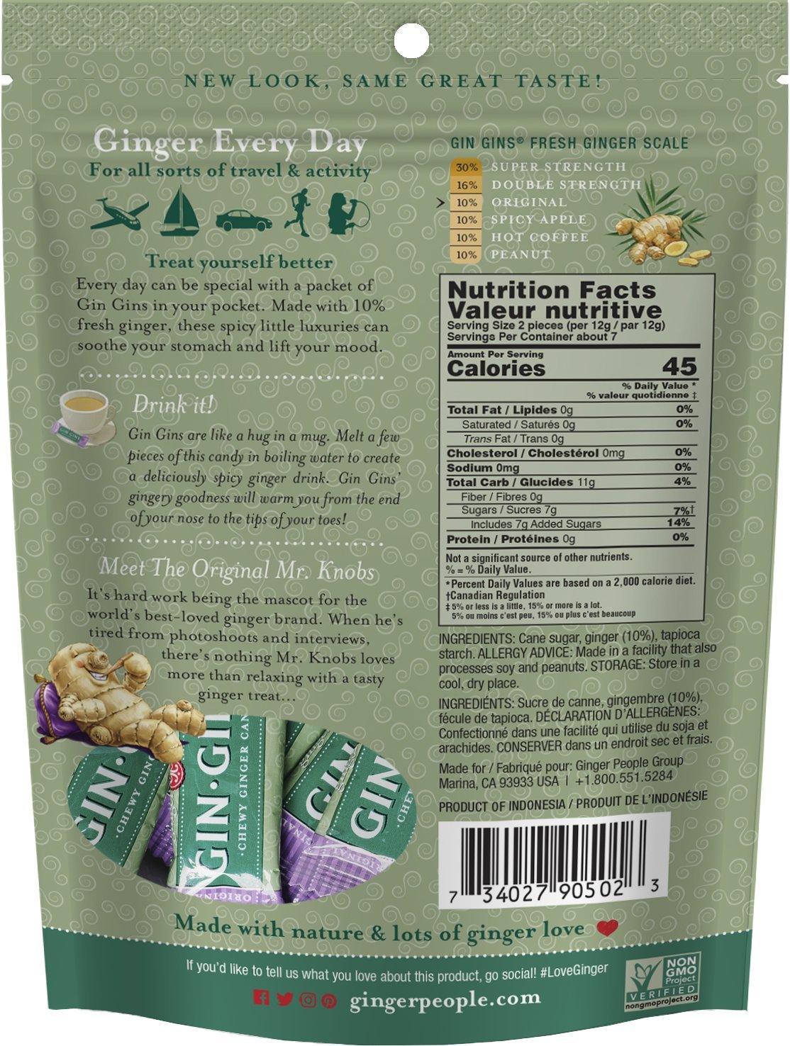 GIN GINS Original Ginger Chews by The Ginger People – Individually Wrapped Healthy Candy – 3 oz Bag – Pack of 24