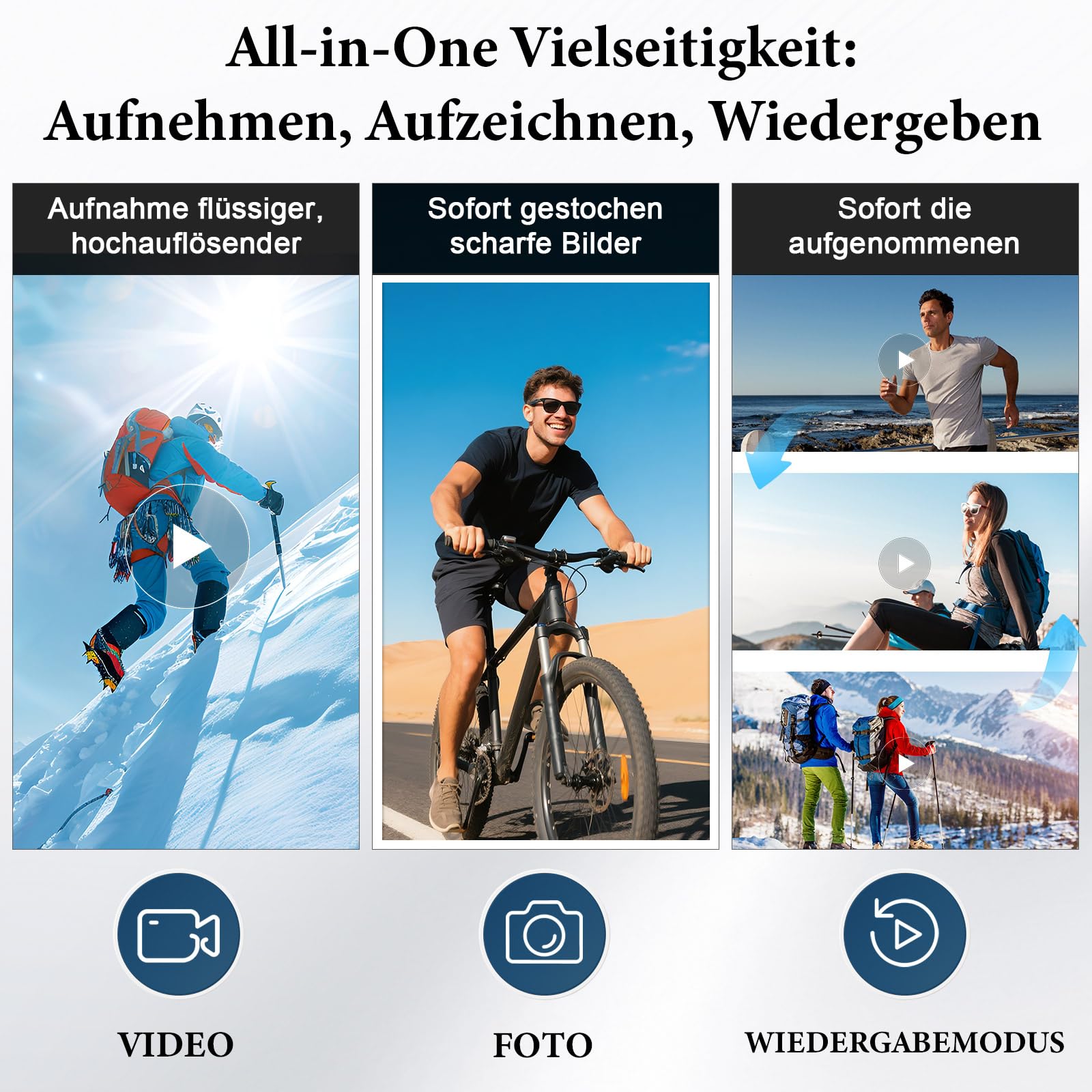 sakalaka HD 1080P Mini Körperkamera, POV-Kamera Tragbare Action Bodycam mit Halterung, Vlogging Mini Kamera, 32GB Karte enthalten, Freihandaufnahme für Sport, Radfahren, Reisen, Haustiere