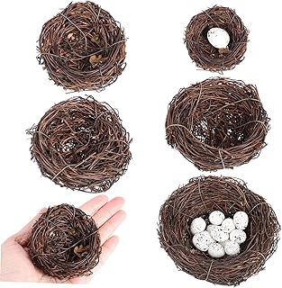 Yardwe 5 Pcs Birds Nest for Tree Wicker Bird Craft Bird Nests Miniature Animals Wedding Things Tabletop Decor Artificial Birds Nests Craft Birds Nests Bird Nests for Cage Imitation Eggs