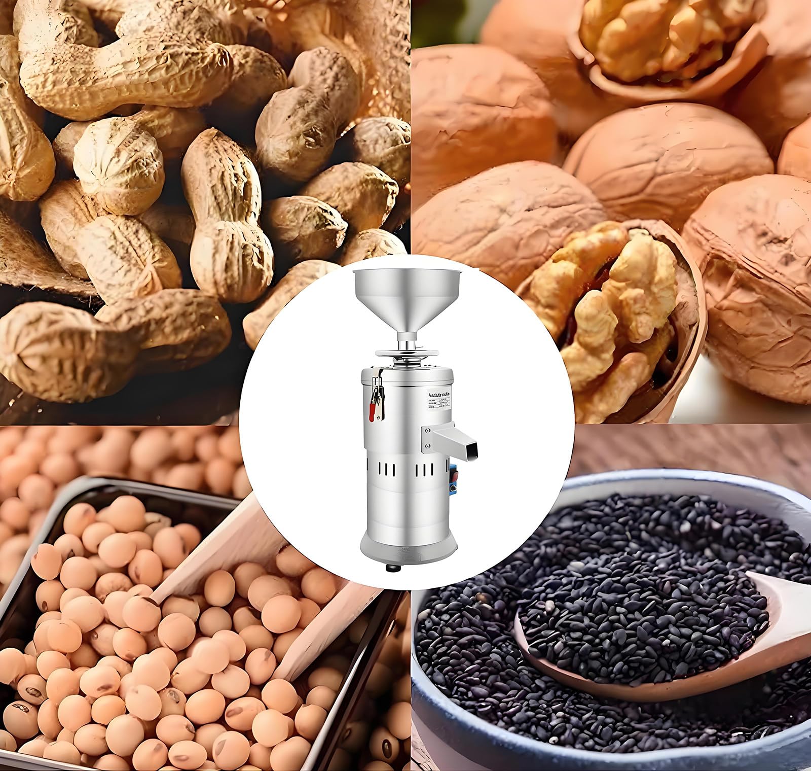 Erdnuss-Sesam-Mahlmaschine, Edelstahl-Erdnussbutter-Maschine, Home/Commercial Grinder für Erdnuss, Cashew-Nuss, Sesam - 15 kg/h Kapazität