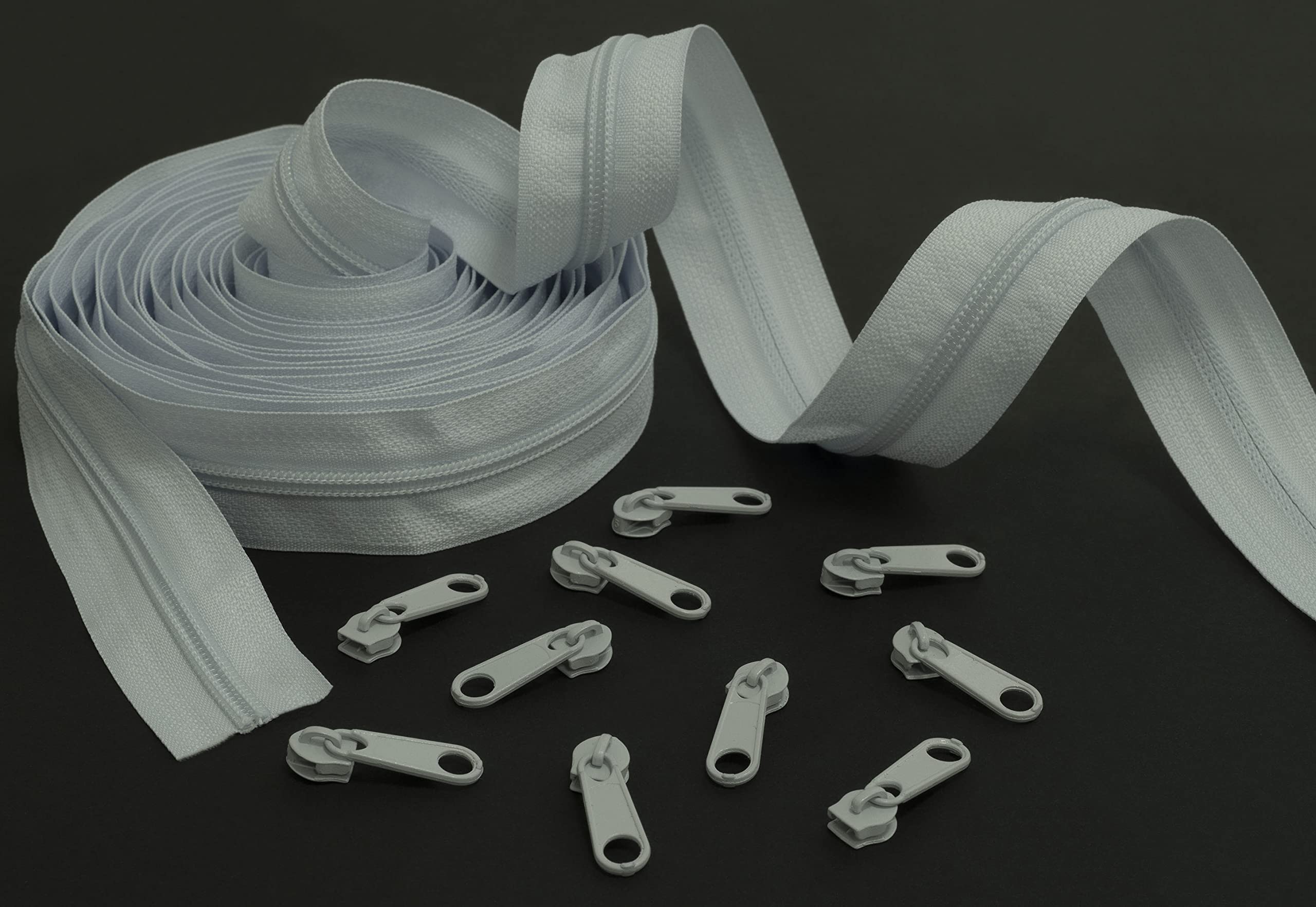 Kit Cerniera Lampo Spirale 5m N°5 Ecru + 10 Cursori - Per Cucito Fai Da Te E Merceria - Foto 10