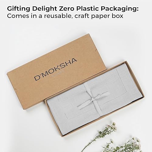 Miniatura 6 de D'Moksha Homes - Camino de mesa de lino - 14 x 84pulgadas - Gris plata - Lino 100% puro con vainica, lavable a máquina - Camino de mesa para otoño,