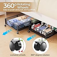 Vista 3 de Yecaye Almacenamiento debajo de la cama con ruedas, paquete de 4 cajones organizadores de almacenamiento de zapatos debajo de la cama, sin Negro
