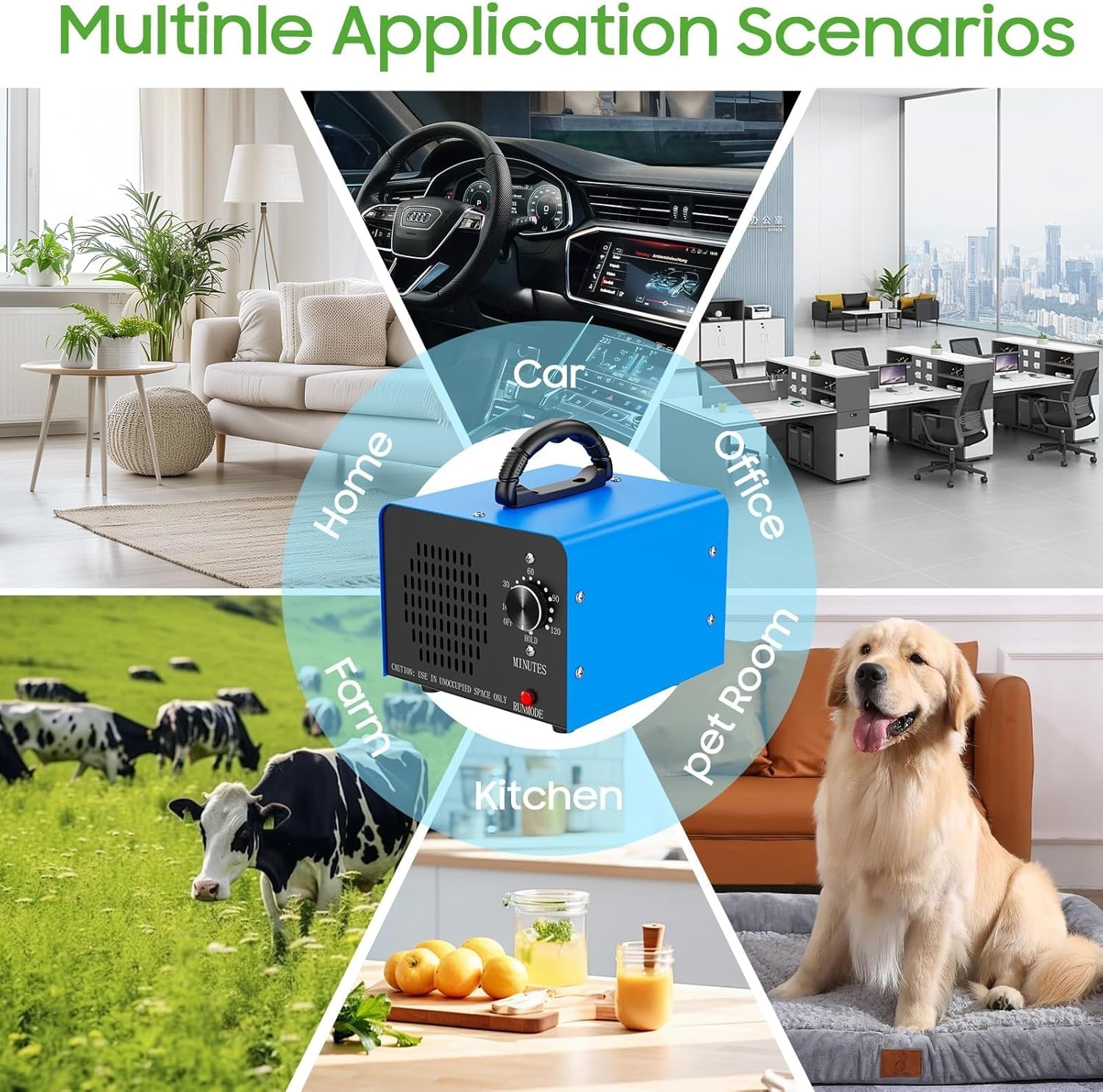 Industrial-Strength Odor Eliminator – Negative ion air purifier and deodorizer, filterless ion air purifier and air freshener, suitable for home, office, dust, pets, smoke, and other uses (Black) — view 6