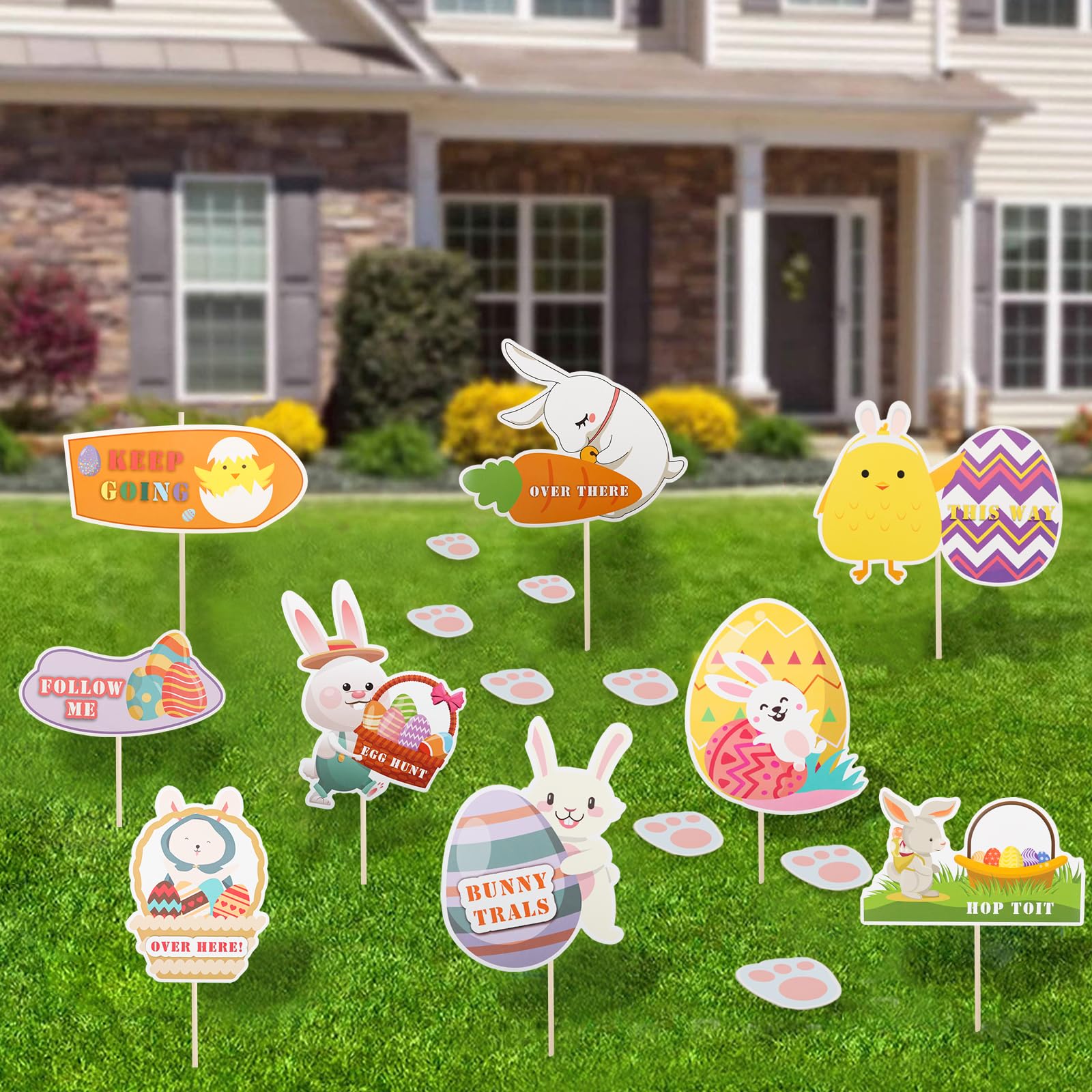 Kit Caccia Alle Uova Di Pasqua - 9 Frecce E 20 Impronte Di Coniglio Per Gioco In Giardino - Foto 11