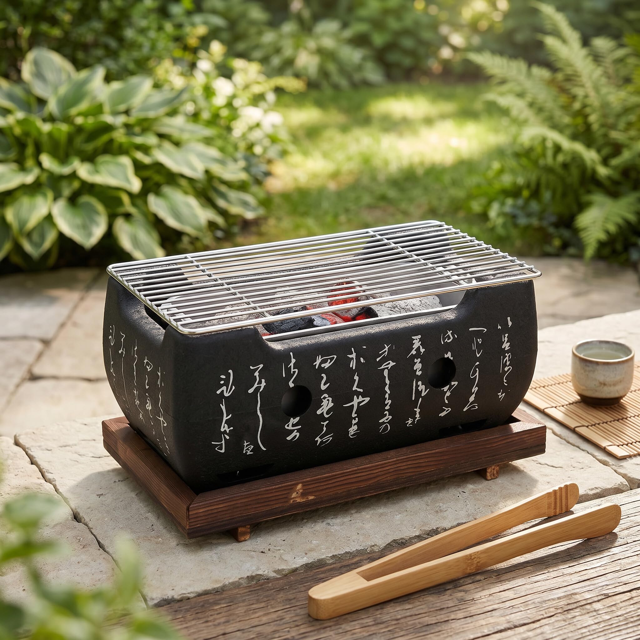 Ausla Mini Stufa a Grill a Barbecue Giapponese, Stufa Barbecue con Rapida Base di Griglia in Lega in Lega di Alluminio Riscaldante, Ideale per Il Campeggio, Raduni di Famiglia, Picnic (M)