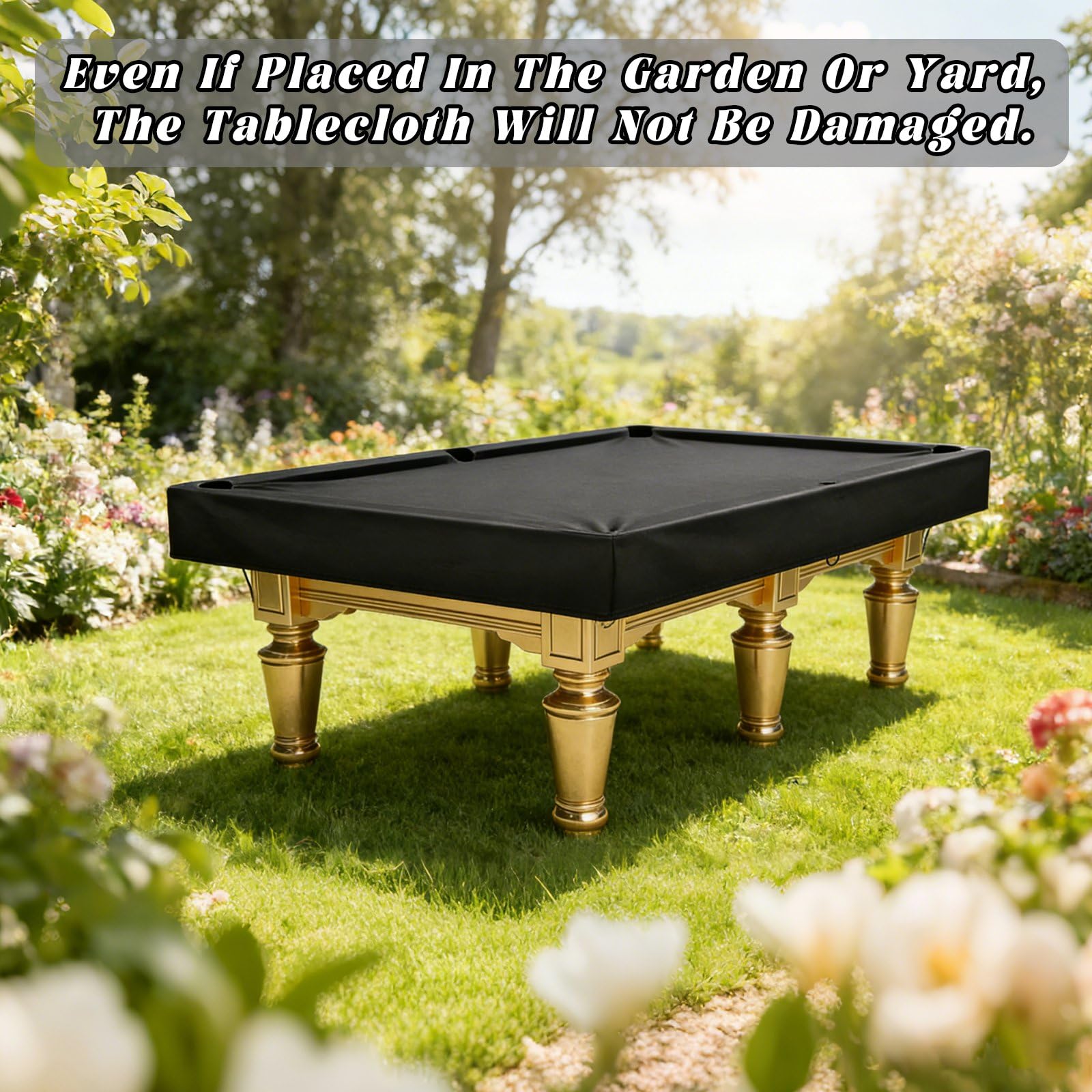 XhuangTech Housse de protection en tissu 210D pour table de billard, avec cordon de serrage réglable, imperméable, résistante à la poussière et aux rayures, pour terrasse (254 x 142 x 21 cm)