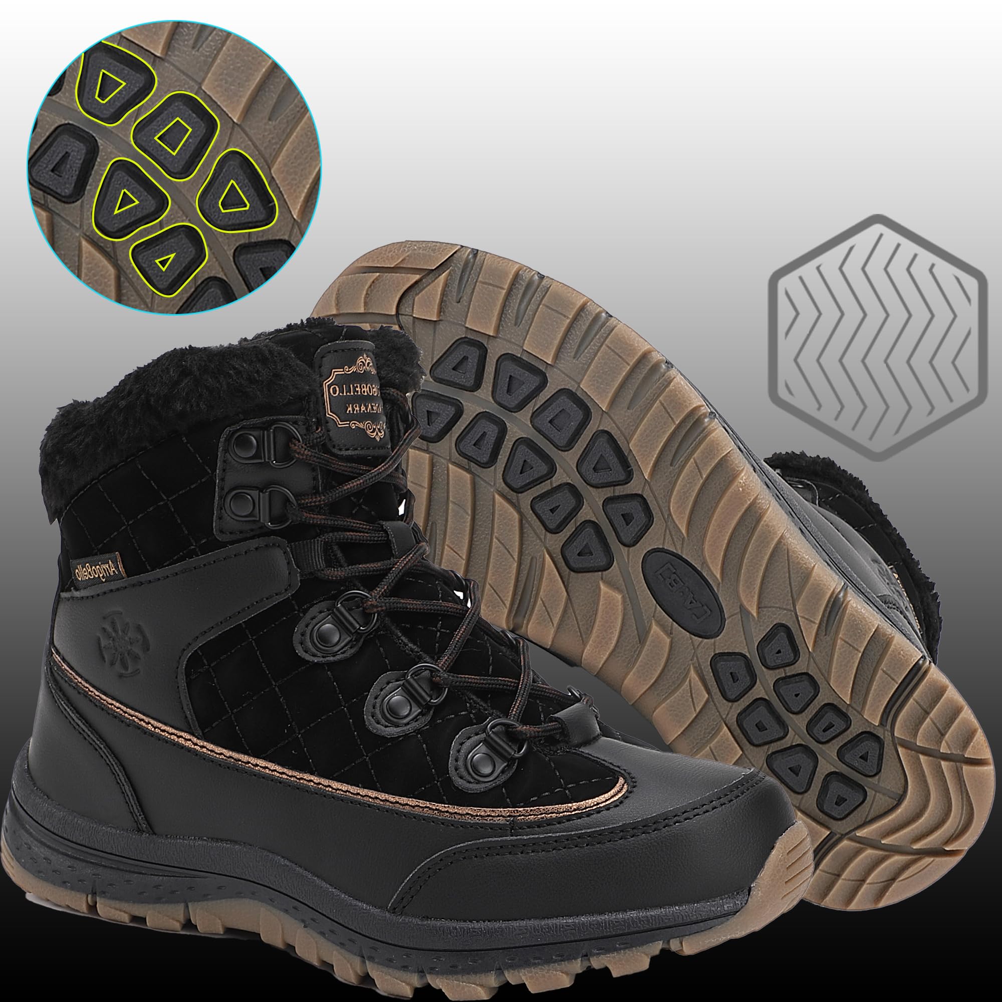ARRIGO BELLO Donna Stivali da Neve Invernali Scarpe Allineato Pelliccia Caloroso Caviglia Piatto Stivaletti Sportive Boots Escursionismo 36-41
