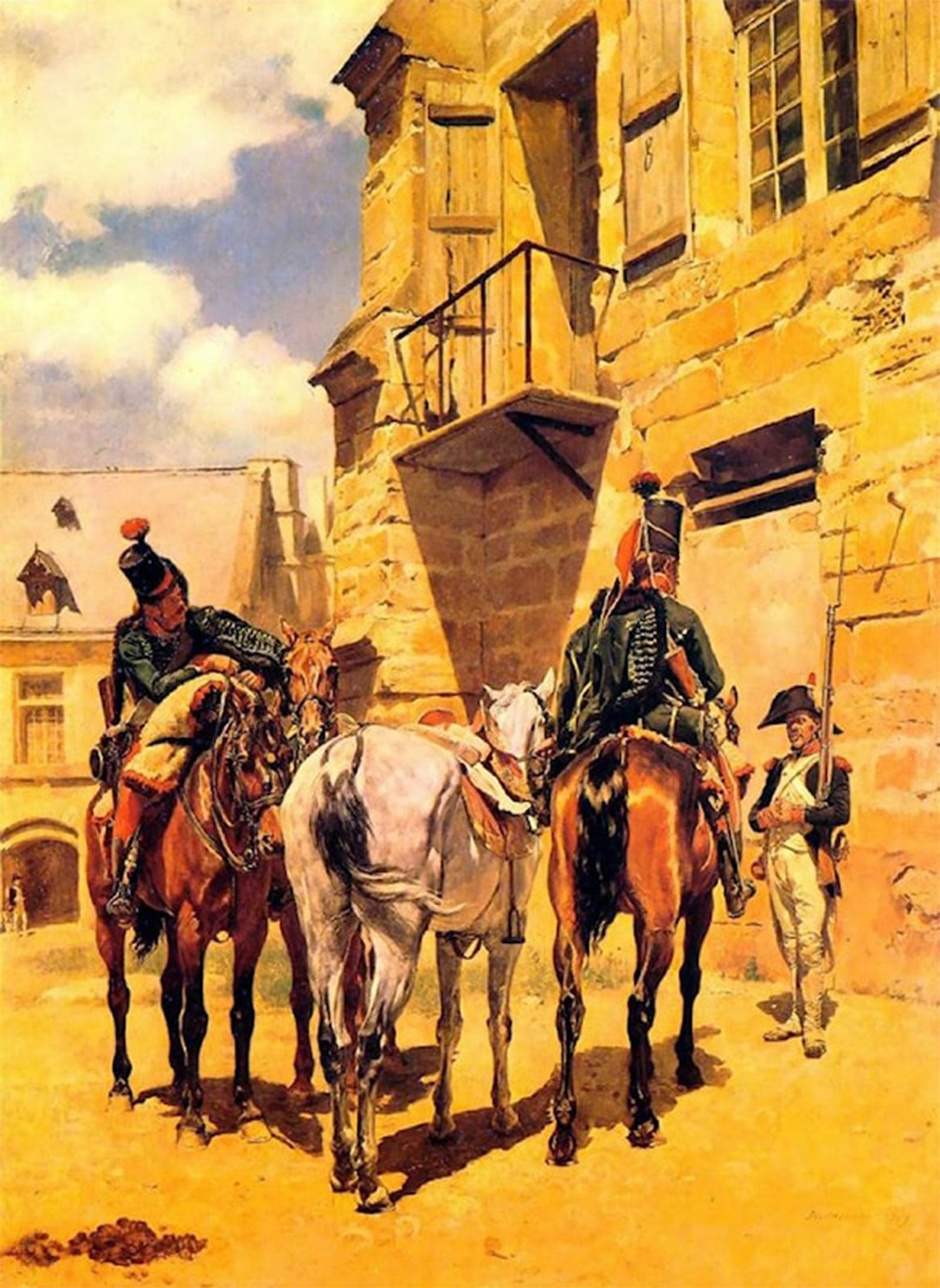 ARTXLXXBN Famous Print Painting Colorful Art Print the Halt by Jean-louis Ernest Meissonier Canvas Art Decorations for Home Decor 60x90cm