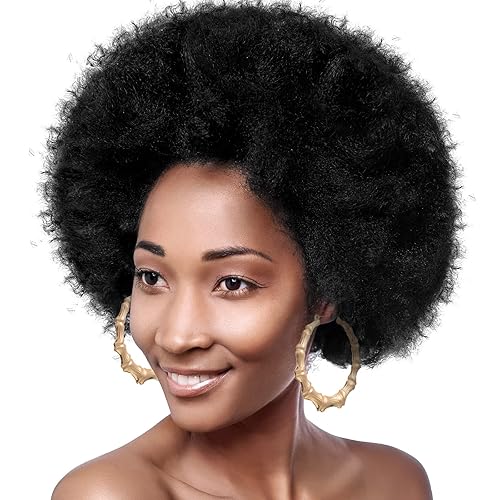 Pelucas afro de 16 pulgadas para mujeres negras pelucas rizadas afro de los años 70 peluca rizada grande pelucas afroamericanas pelucas de los años