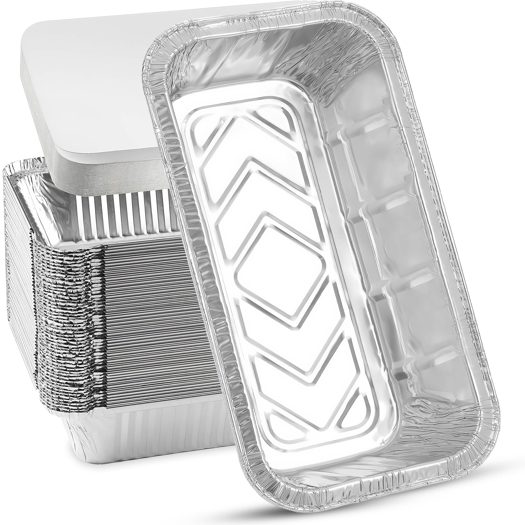 Aluminium Foil Trays with Lids 25pcs, 6A Size Disposable Foil Containers with Extra Strong Lids, Sturdy Reusable Foil Dishes Takeaway Containers for Food Storage, Baking, Lunch, and Party