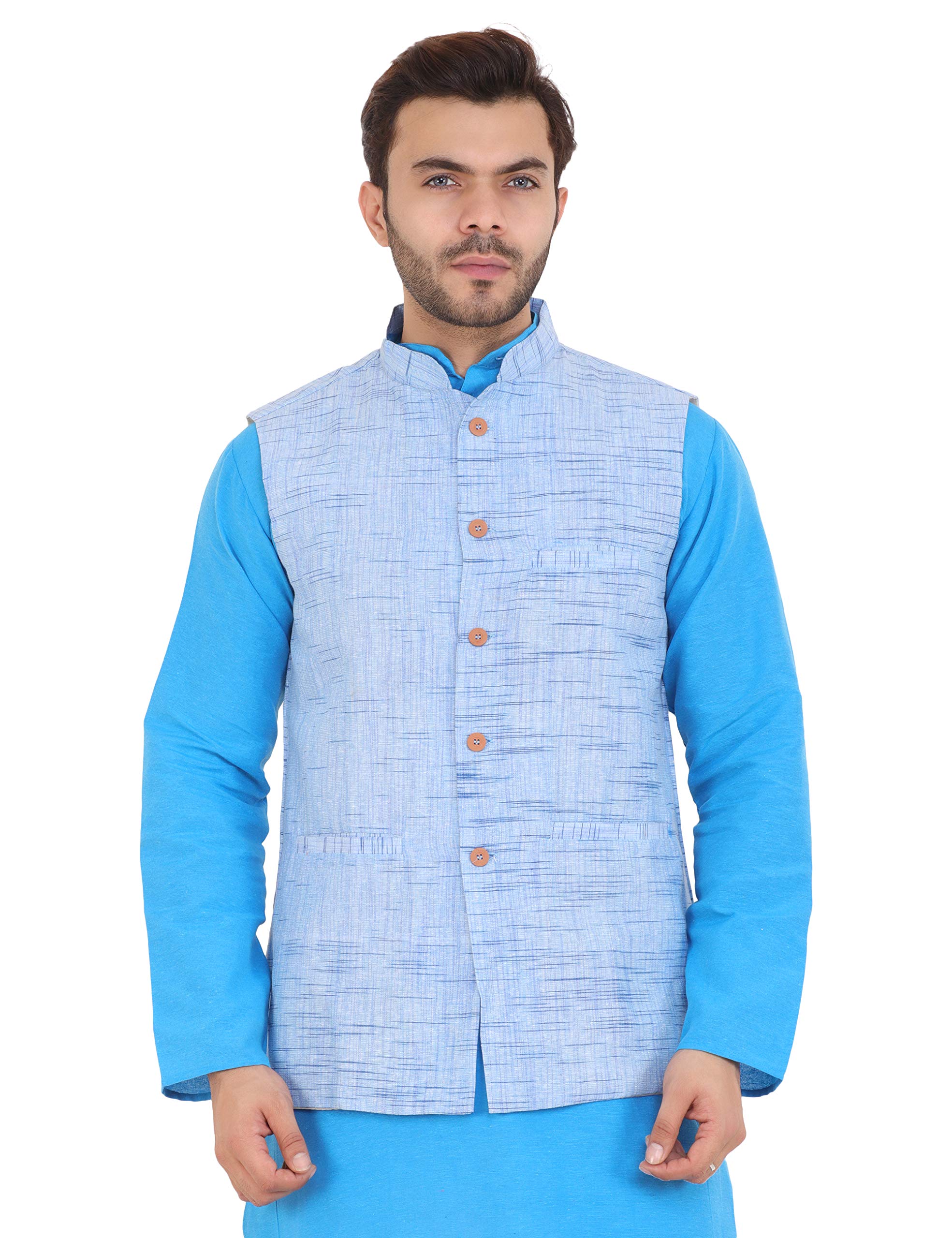 Men's Textured Nehru Jacket-image-15