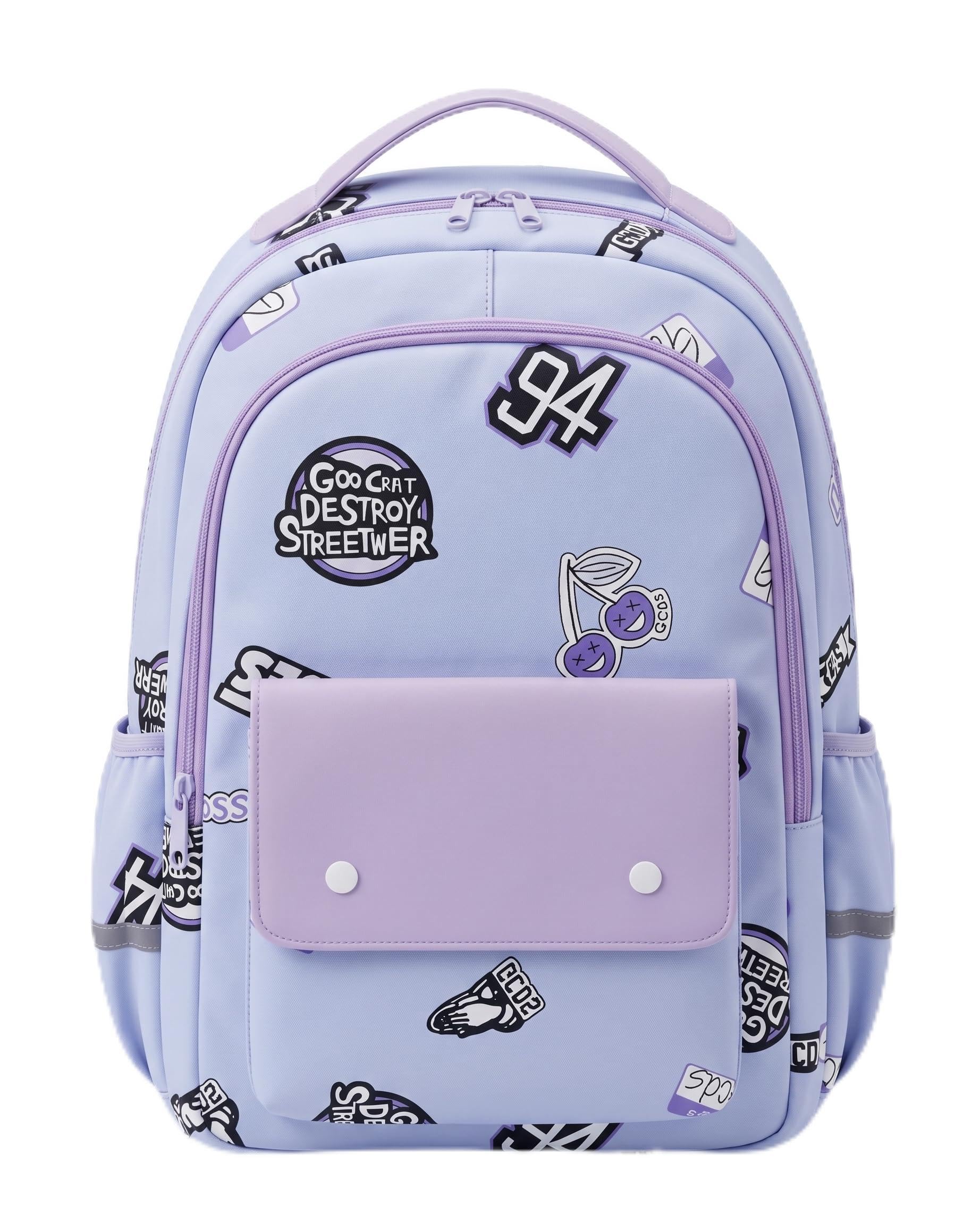 Pastel Lavender Aesthetic Backpack for Girls, Cute Korean Style School Bag for Teens, Waterproof Casual College Backpack with Laptop Compartment, Large Capacity Travel Daypack-image-47