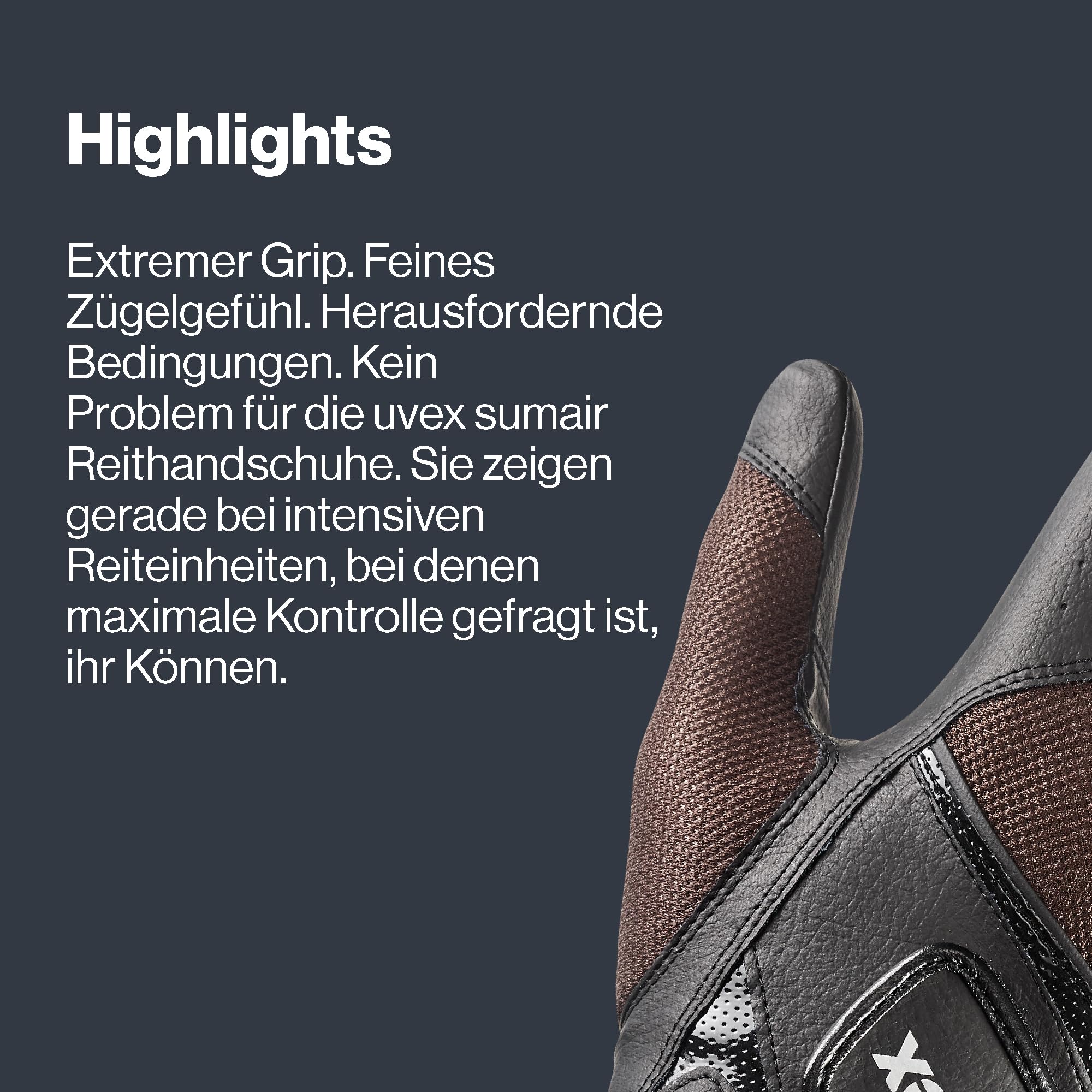 Uvex sumair Reithandschuhe, Black-Brown, 9.5