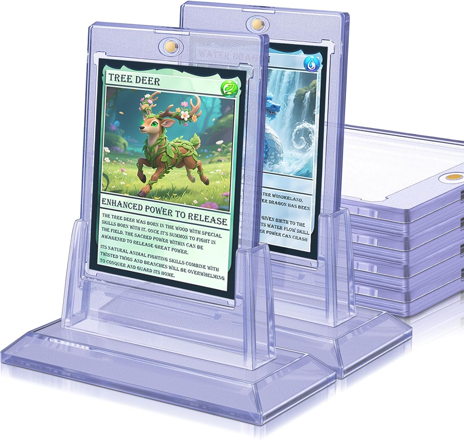 6 Count Magnetic Card Holders for Trading Cards, 35pt Acrylic Baseball Card Holders Display Case for MTG Cards, Sports Cards, Standard Cards, Hard Plastic Card Protectors with 2 Card Stands