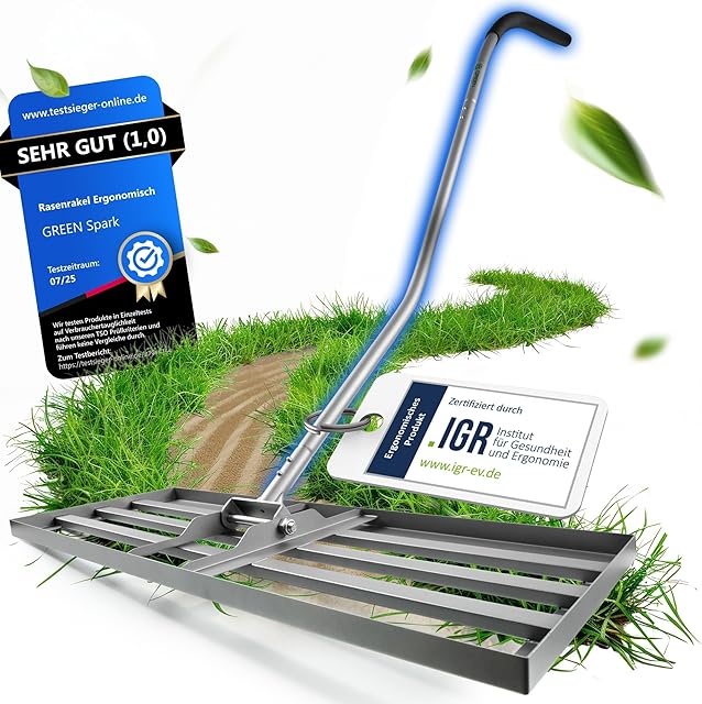 GREEN Spark GREEN Spark® Rasenrakel [Ergonomisch] mit Klicksystem | 80x30cm | für perfekt Ebene Rasenflächen | Rakel für Rasen Nivellierrechen zum Rasen sanden Rasen Rakel Lawn Leveling Rak... — Rasenpflege
