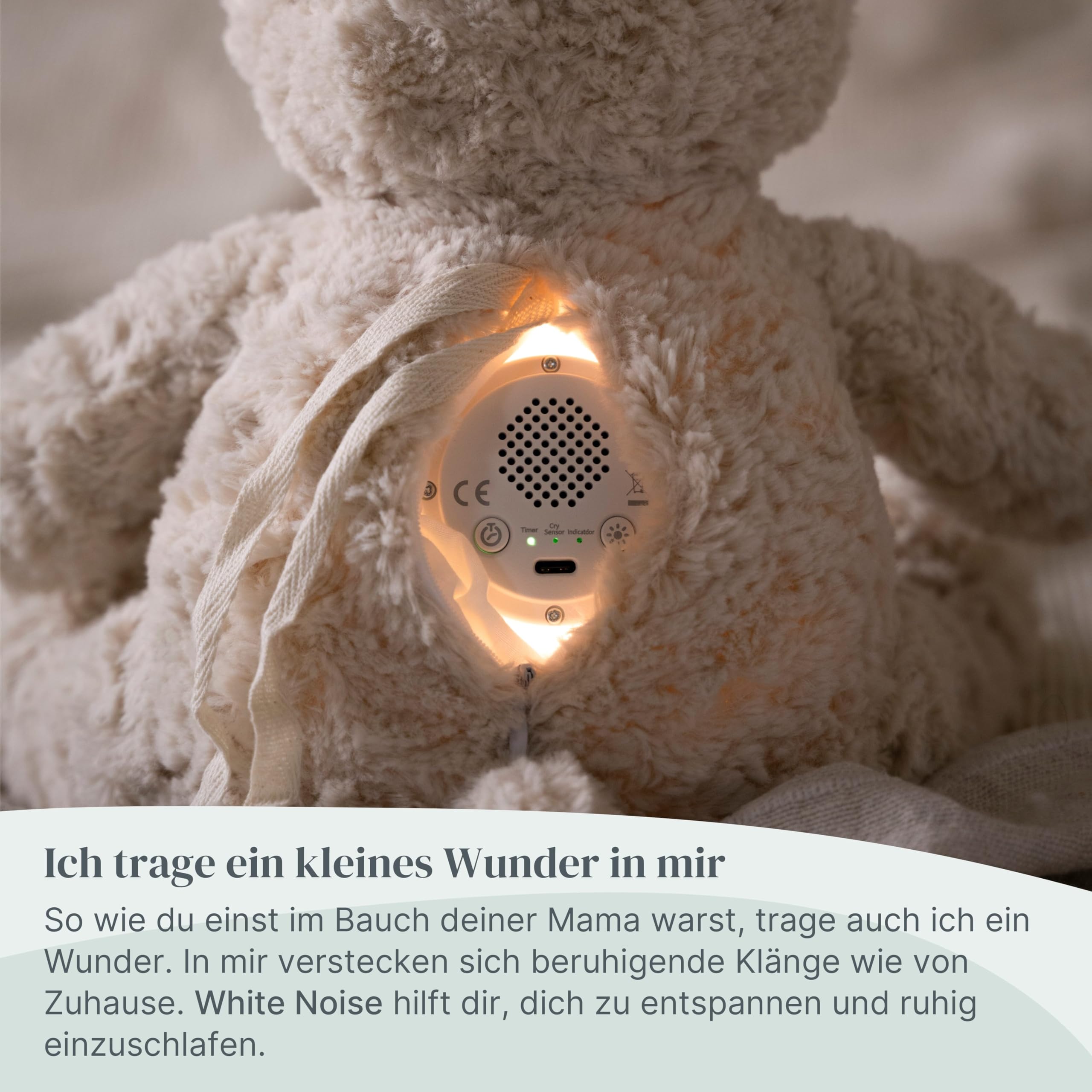 Baby's Only - Bo das Teddybär - Einschlafhilfe - Spieluhr Baby mit White noise - Kuscheltier mit Weinsensor - Baby erstausstattung - Geschenk zur geburt - Baby & Neugeborene - Taupe