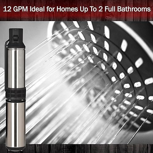 Miniatura 7 de Red Lion RL12G10-3W2V Bomba sumergible de pozo profundo de 4 pulgadas con caja de control, 1 HP, 12 GPM, 3 cables, 230 voltios, acero, 14942407