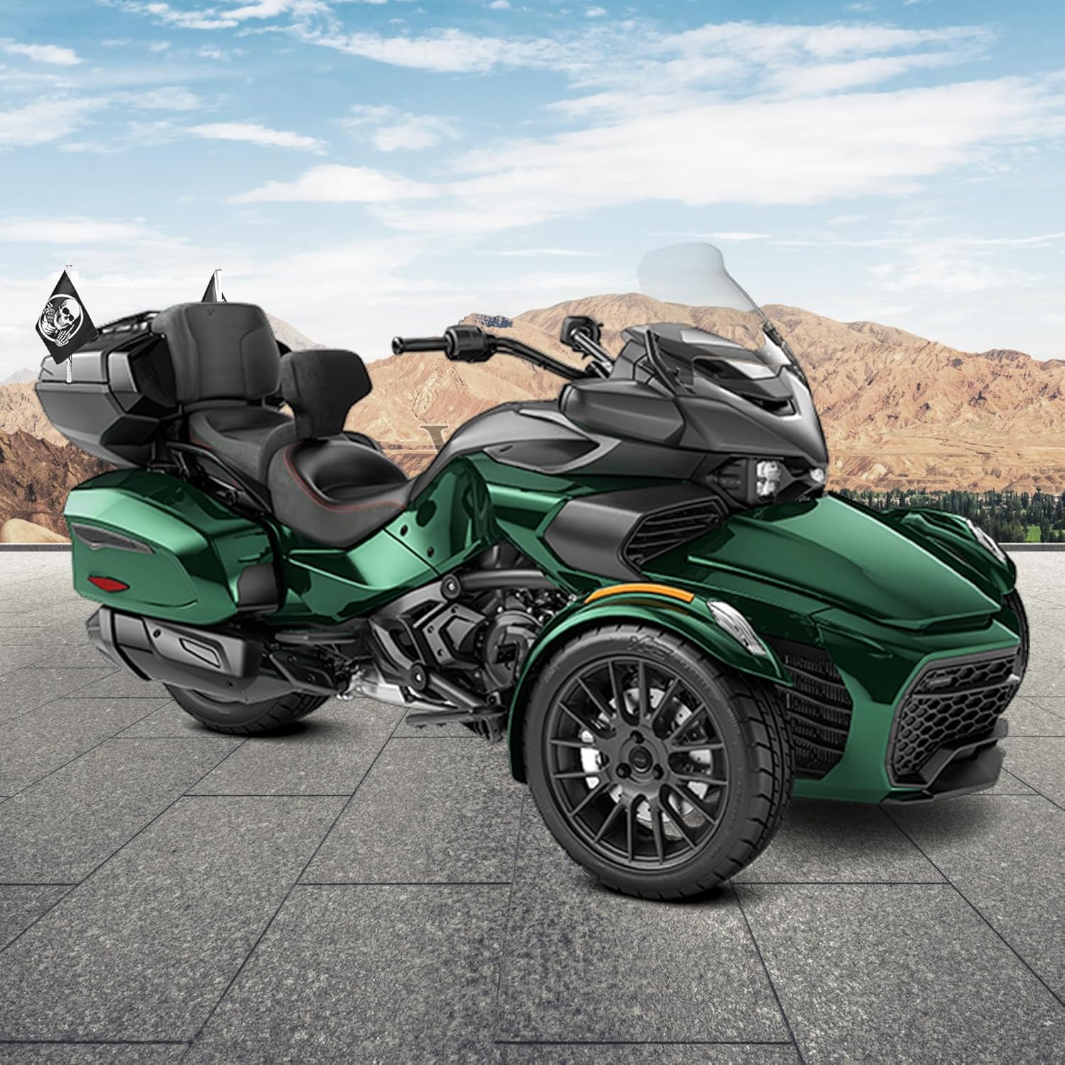 Trunk Flags Pole Mount Bracket for Can-Am Spyder F3 F3-Limited 2017-2025 Spyder RT 2020-2025 Accessories, Aluminum Foldable Flagpole with 6pcs Flags Mounting Kit for Spyder