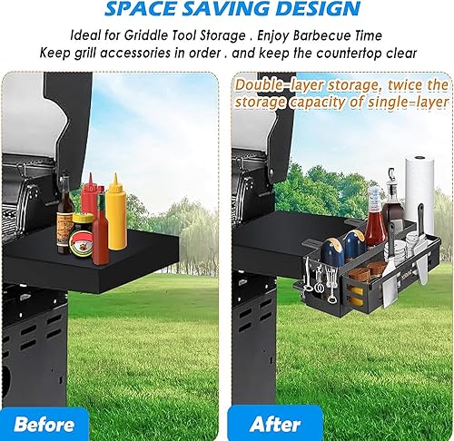 Miniatura 3 de YORKING Organizador de parrilla para parrillas Blackstone de 17"22"28"36", organizador de barbacoa que ahorra espacio, accesorios de barbacoa,