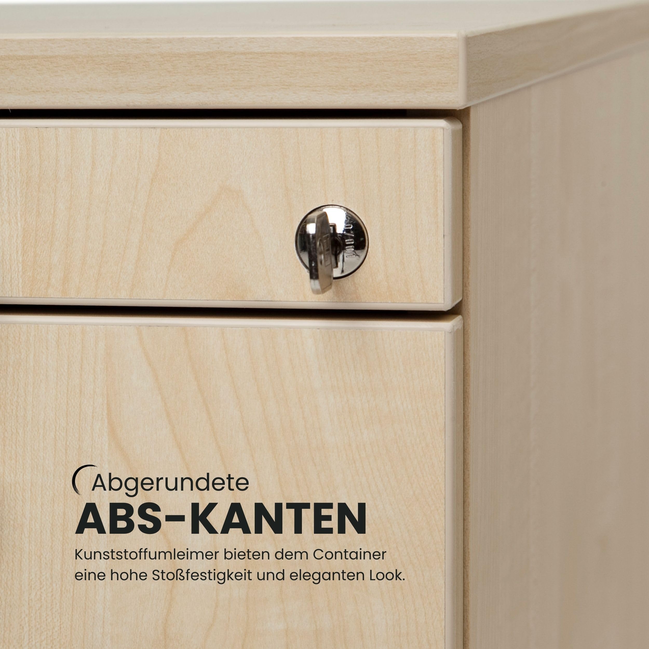 bümö Rollcontainer mit Schubladen, Container abschließbar aus Holz in Graphit - Rollwagen für's Büro als Schreibtisch Unterschrank, Bürocontainer od. Schreibtischcontainer mit Bügelgriffe