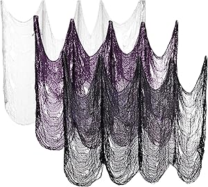 ZeeDix 6 Pack Halloween Creepy Cloth- (30 x 72 Inch) Spooky Scary Gauze for Halloween Party Supplies Home Wall Doorway Outdoor Yard Decor(Black,White,Purple)